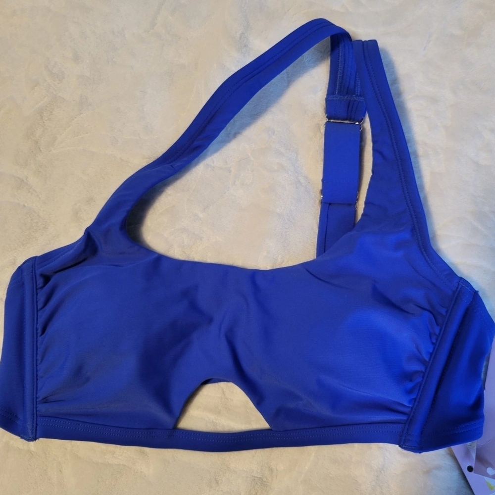 Blue One-Shoulder Bikini Top